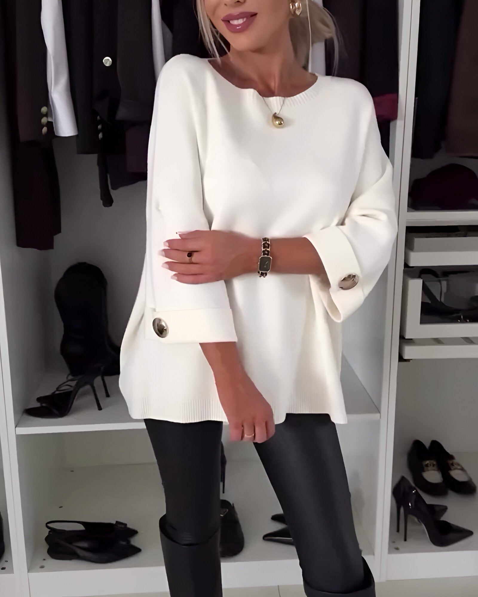 Serina™ | Pull doux à bouton