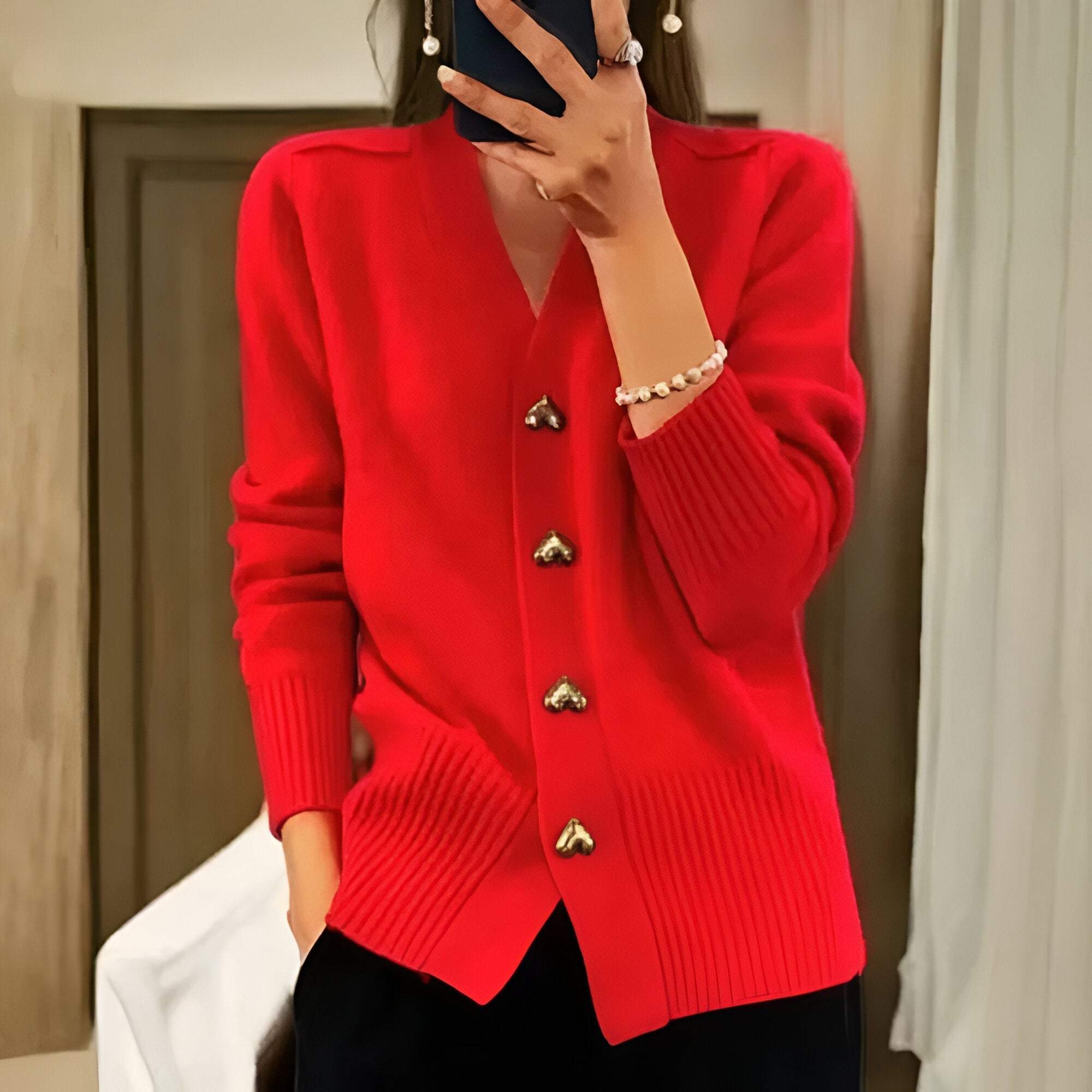 Alessia™ | Cardigan élégant avec des boutons en forme de cœur