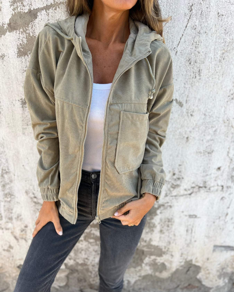 Liora™ | Veste à capuche en velours côtelé
