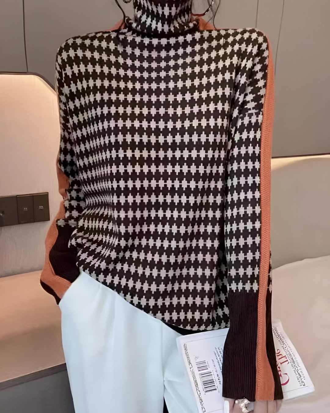 Elena™ | Pull à col montant et motif en diamant