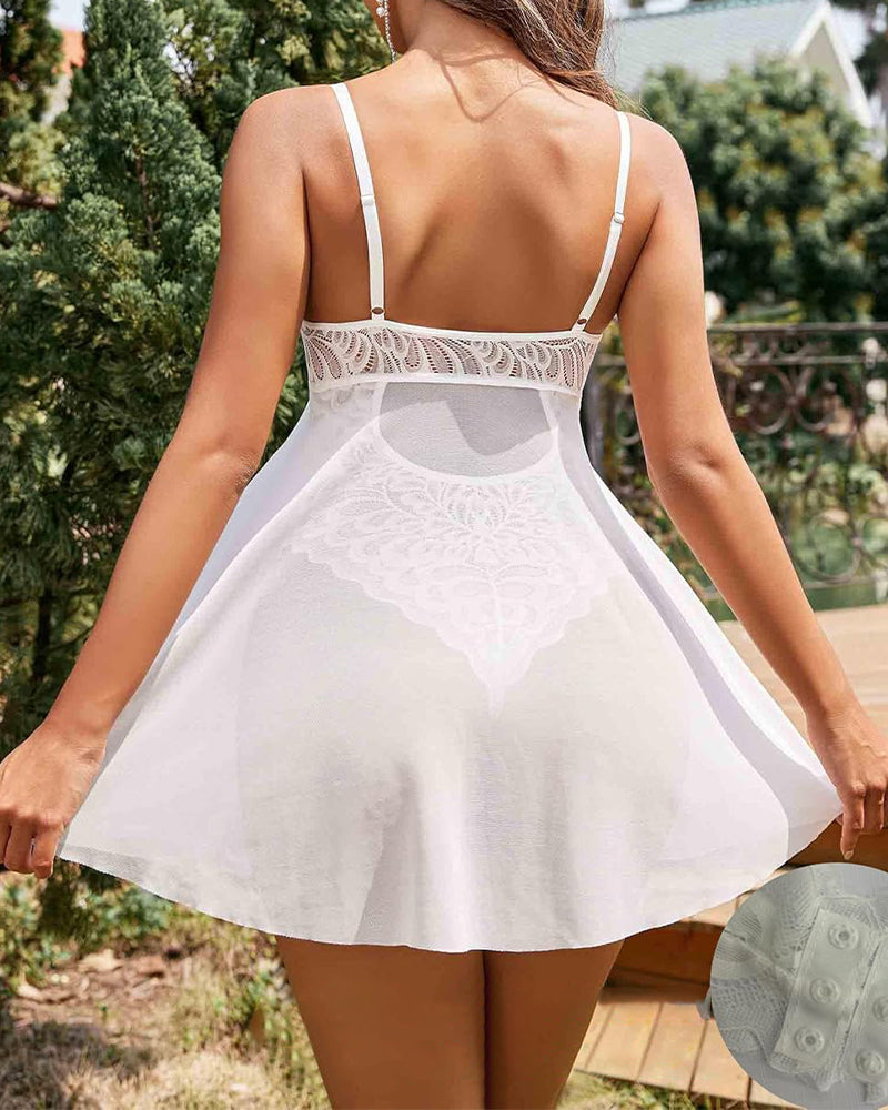 Selina™ | Teddy en Dentelle Luxe avec Overlay en Maille Aérée