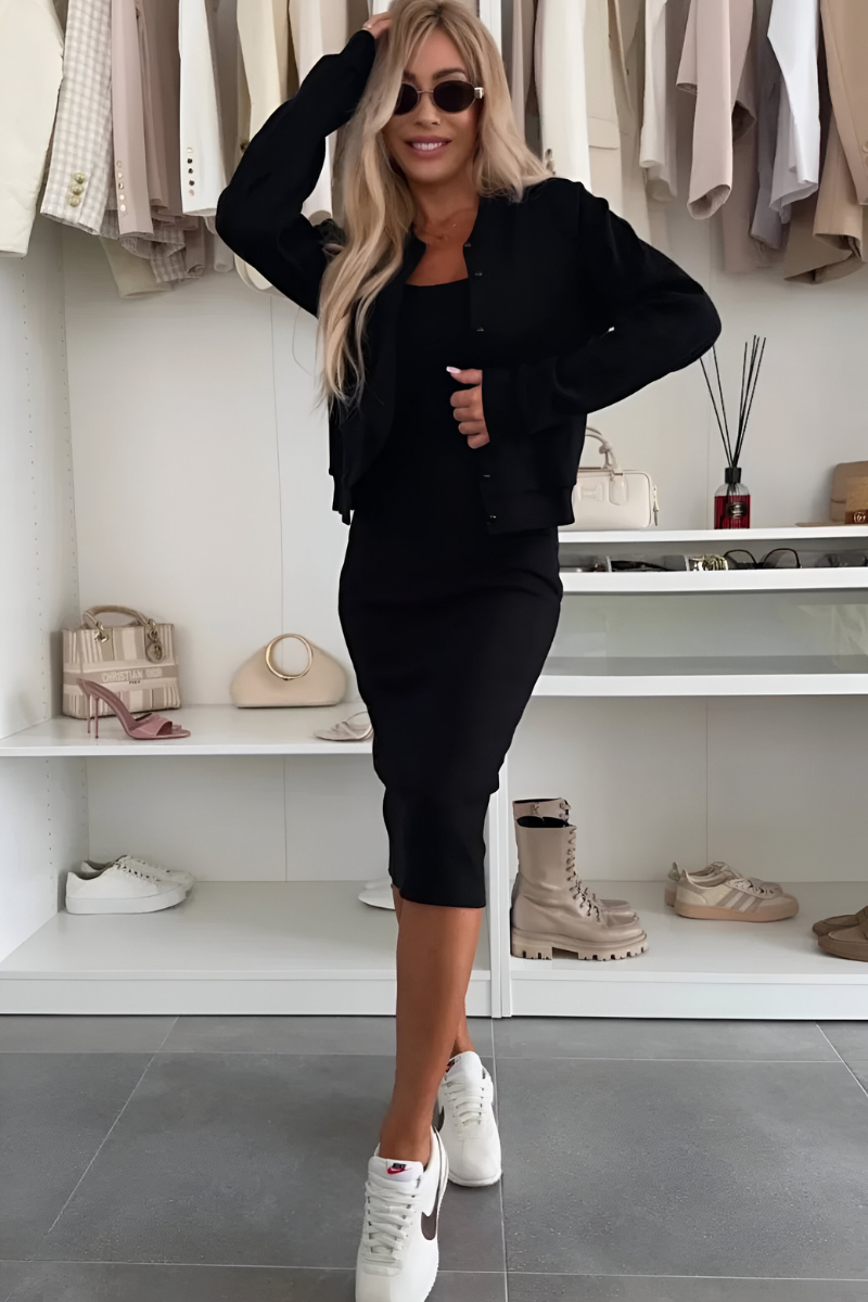 Amira™ | Robe Midi Élégante & Gilet