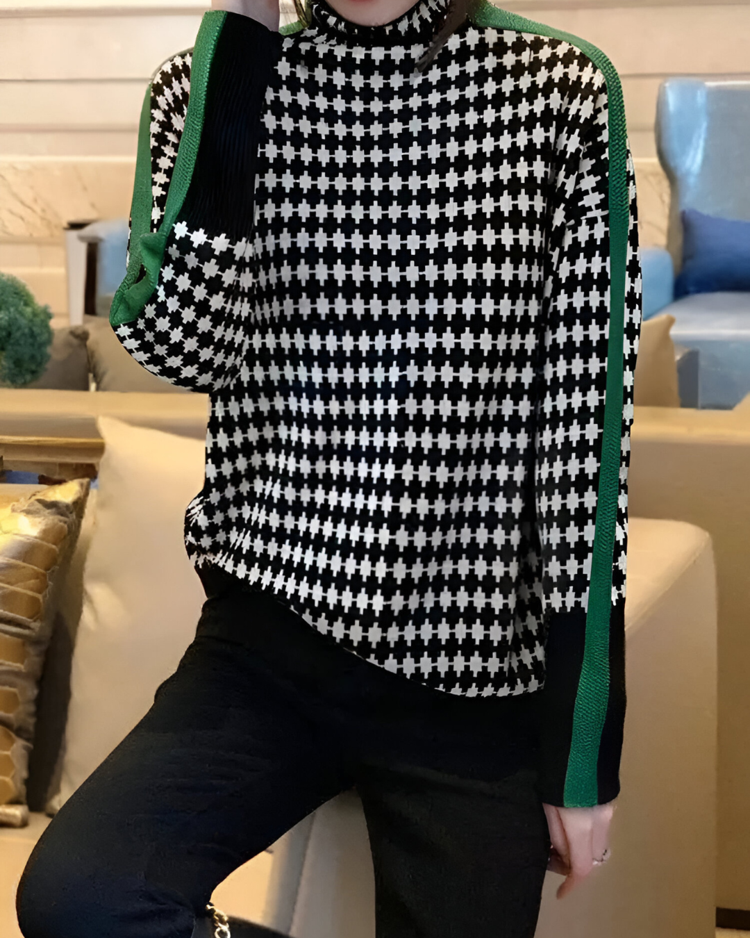 Elena™ | Pull à col montant et motif en diamant
