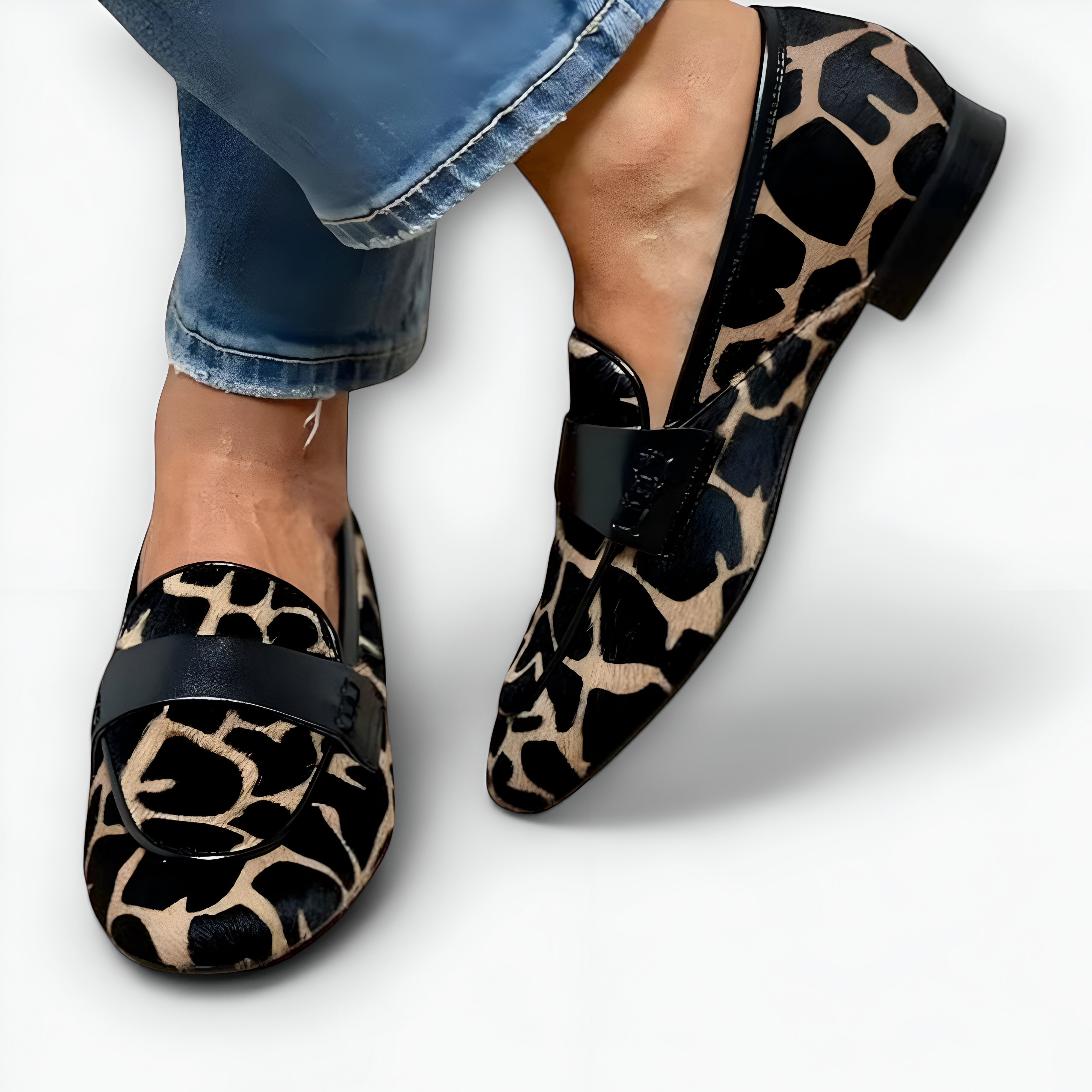 Eviana™ | Mocassins Léopard avec Contraste Élégant
