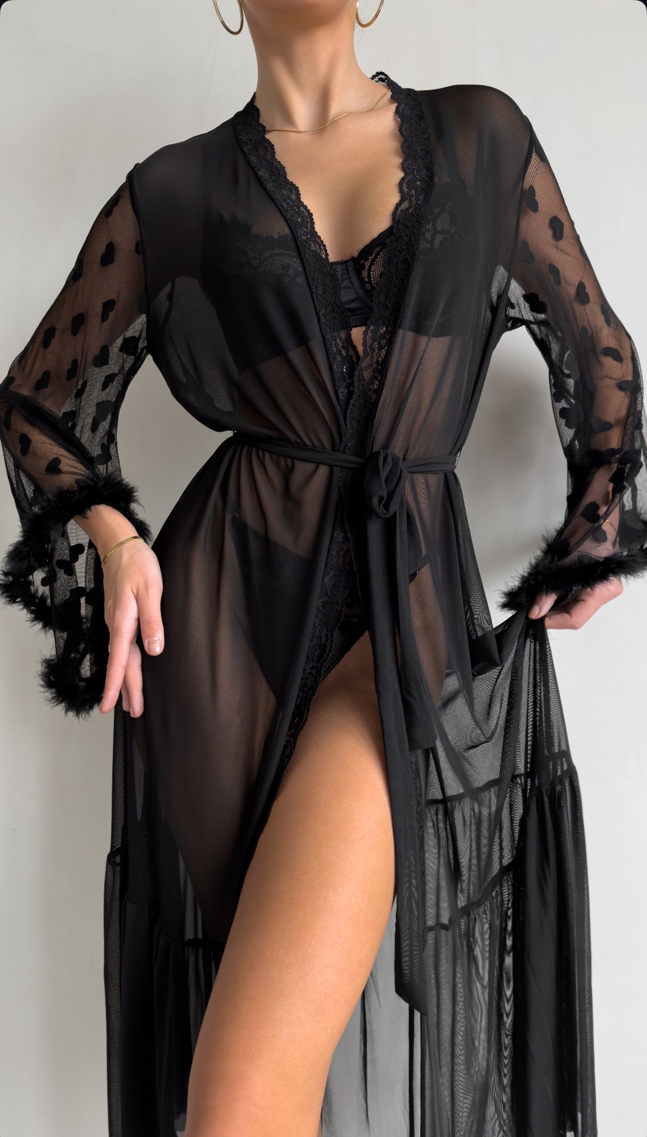 Liora™ | Kimono en Dentelle Transparente