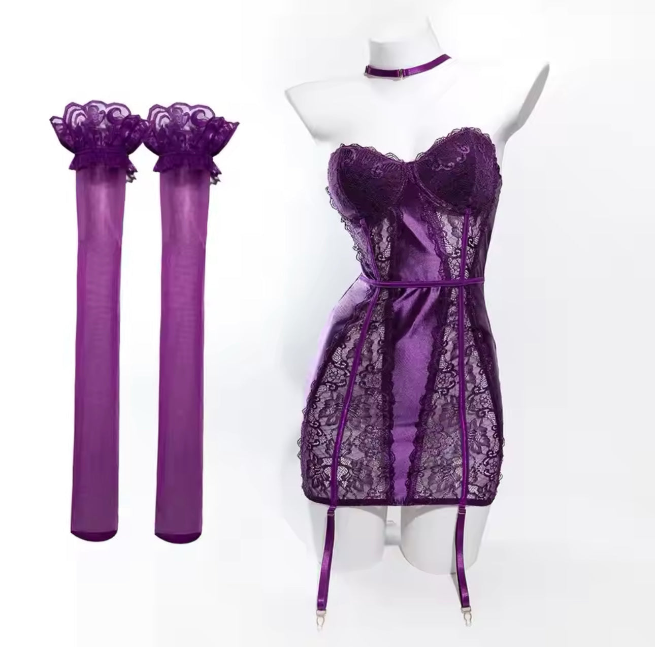 Ariana™ | Babydoll en Satin avec Détails en Dentelle