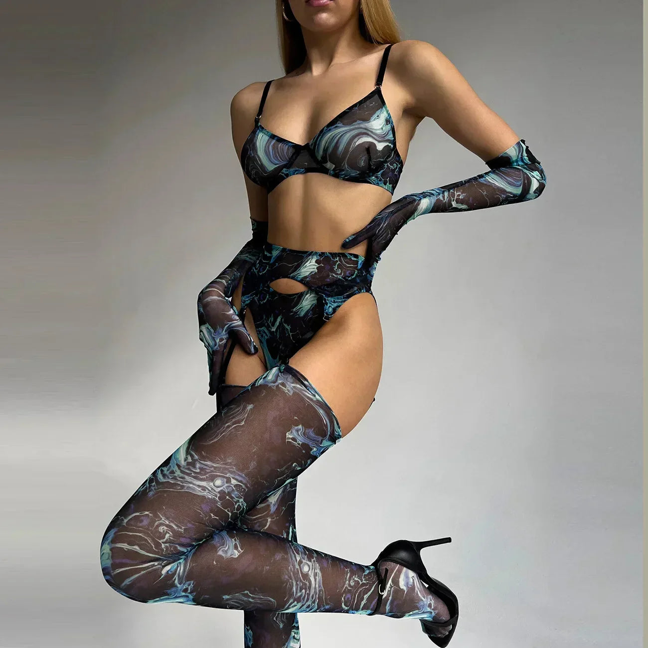 Livia™ | Ensemble de lingerie tie-dye complet en 5 pièces