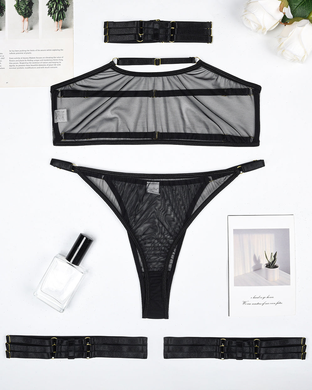 Liora™ | Ensemble de Lingerie en Mesh Transparent 4 Pièces