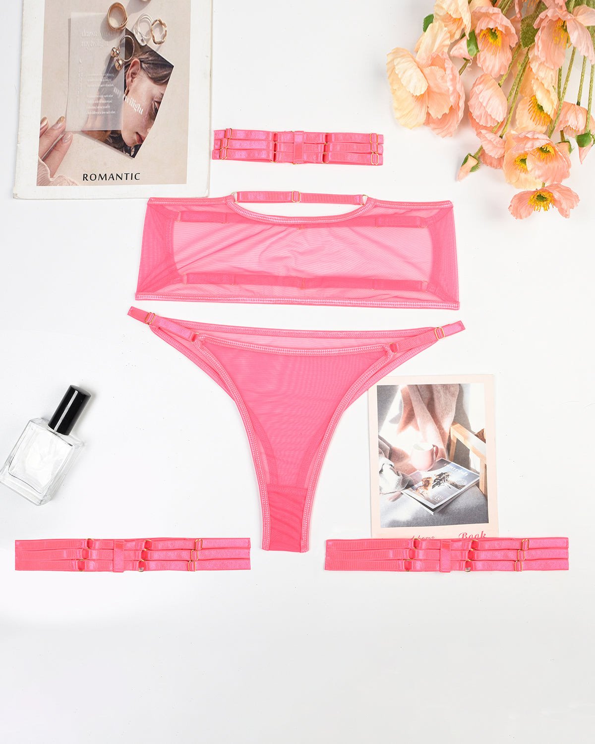 Liora™ | Ensemble de Lingerie en Mesh Transparent 4 Pièces