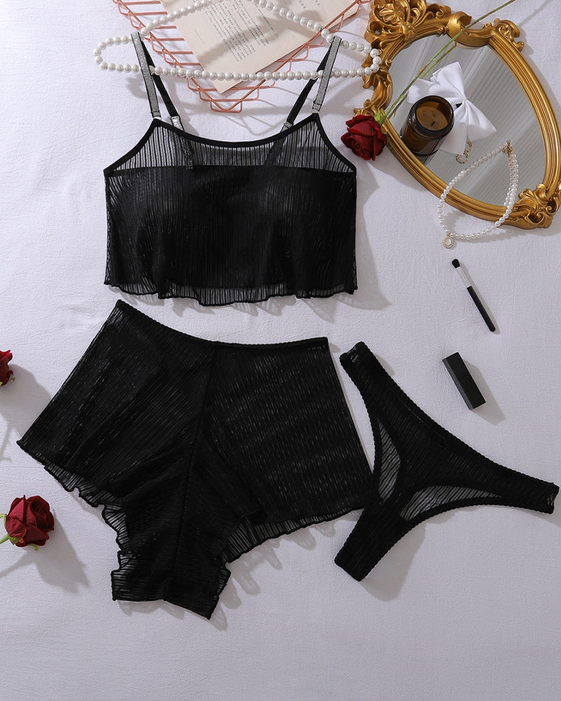 Léna™ | Débardeur en maille transparent & Ensemble de pyjama court
