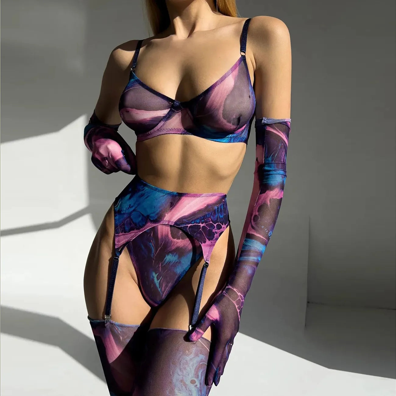 Livia™ | Ensemble de lingerie tie-dye complet en 5 pièces