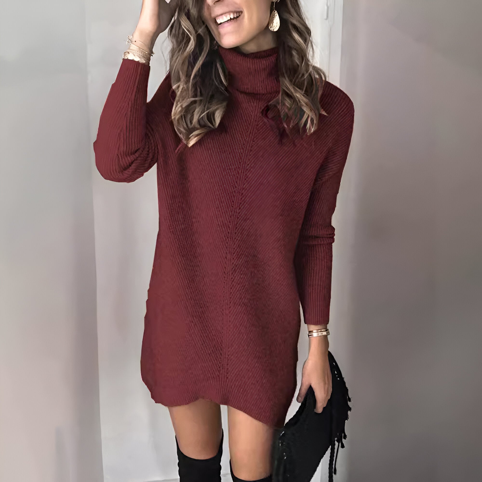 Seraphina™ | Robe Pull à Col Haut en Maille