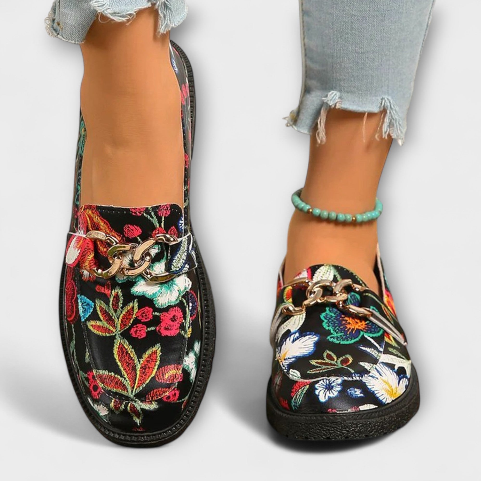 Celestine™ | Mocassins Multicolores avec Motif Floral