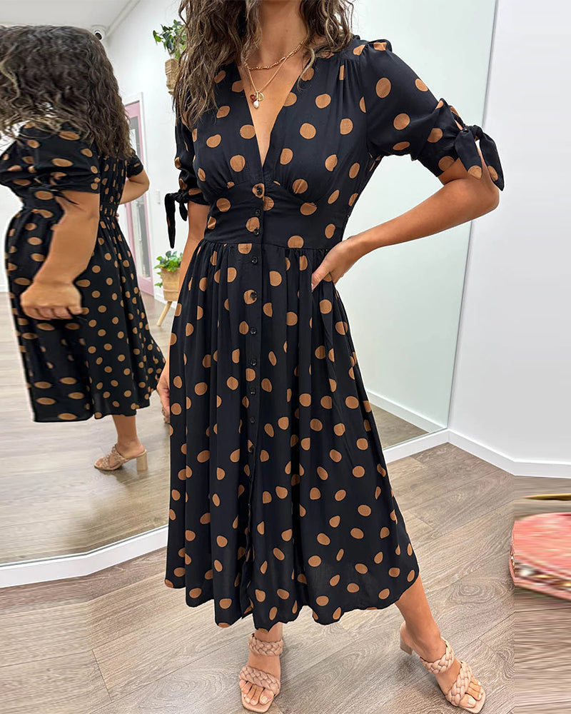 La Caroline™ | Robe Élégante à Pois