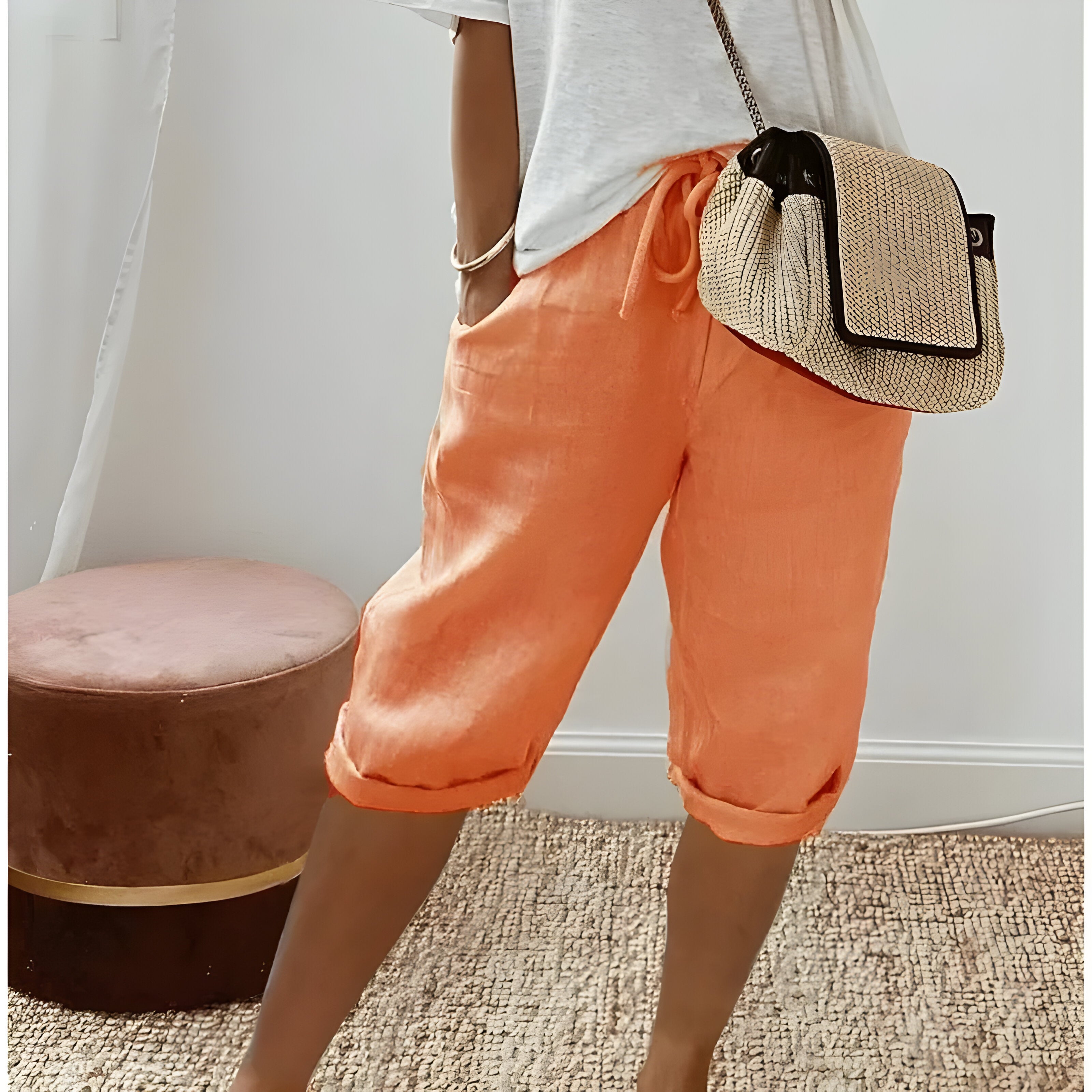 Selina™ | Pantalon Court en Lin pour Femmes