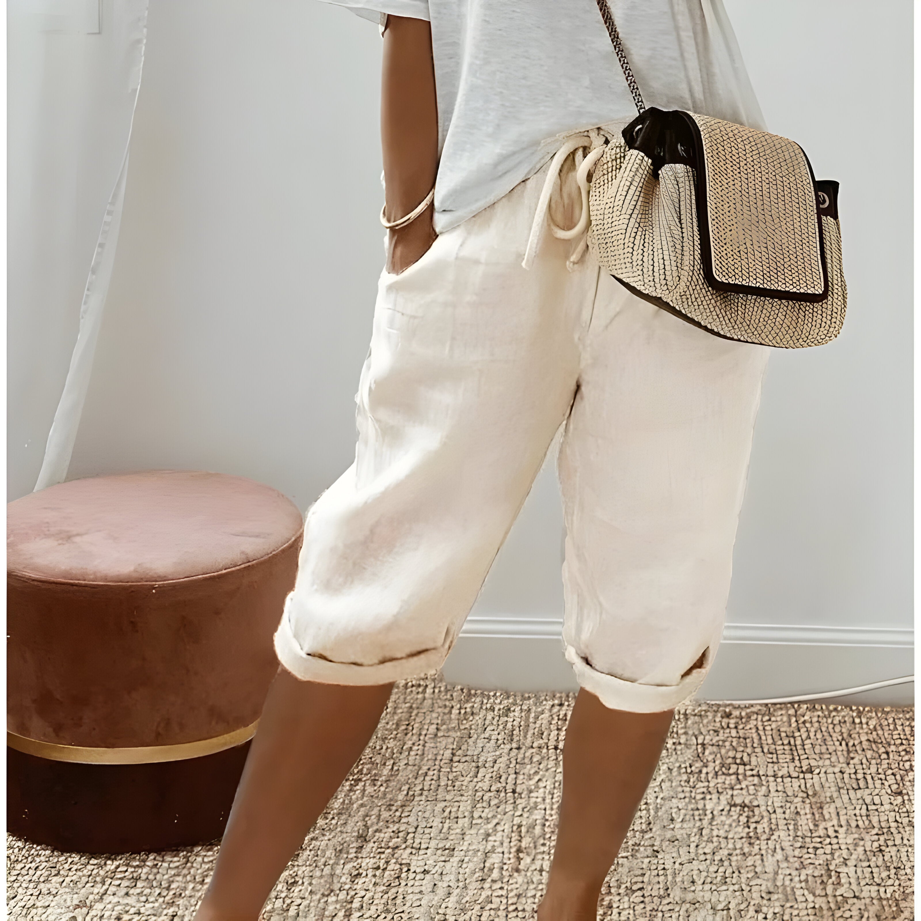 Selina™ | Pantalon Court en Lin pour Femmes