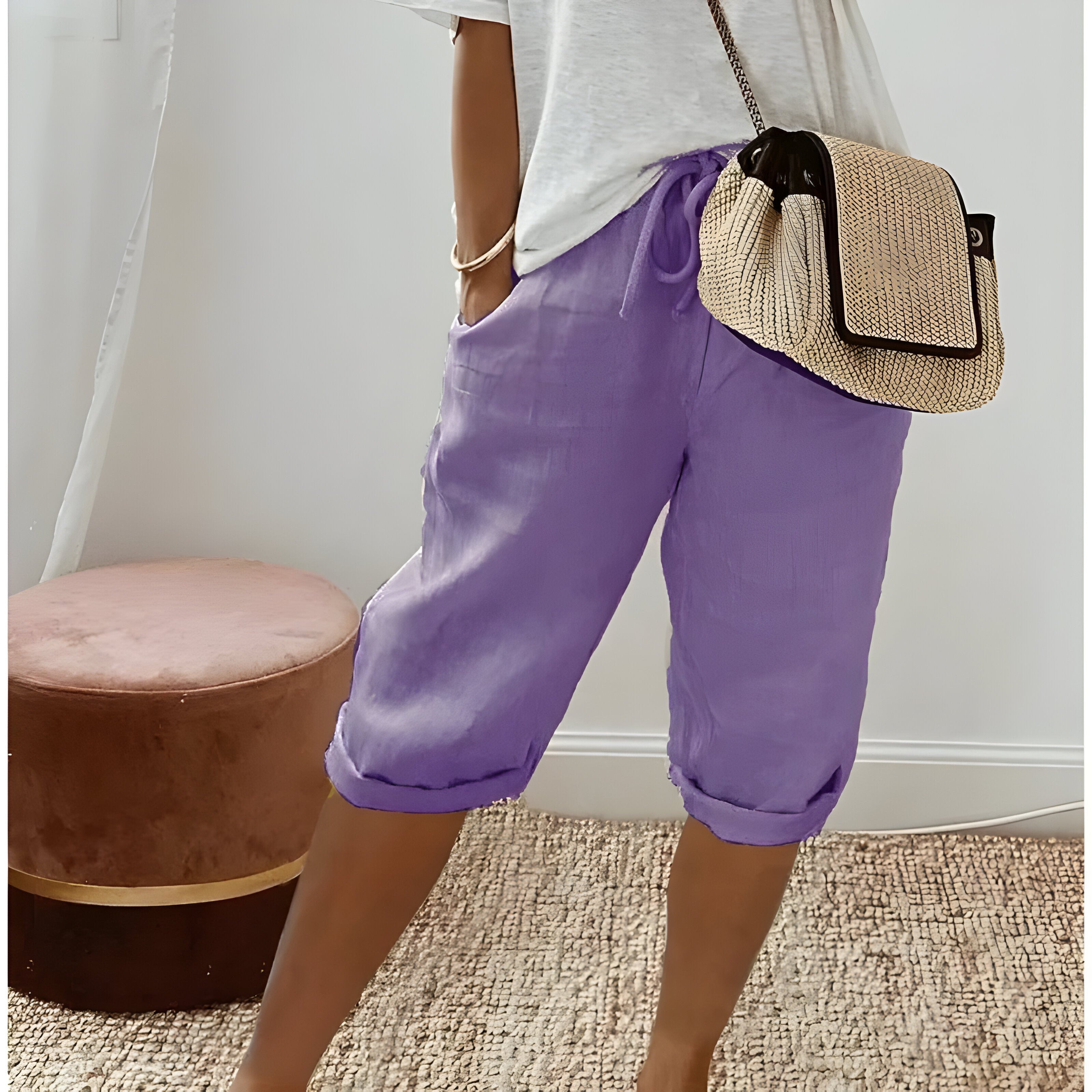 Selina™ | Pantalon Court en Lin pour Femmes