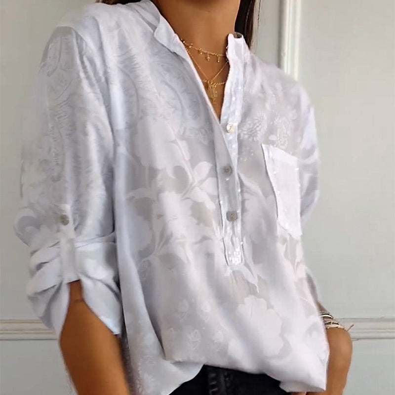 Alvena™ | Blouse Imprimée à Manches Roulables