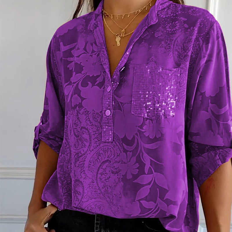 Alvena™ | Blouse Imprimée à Manches Roulables