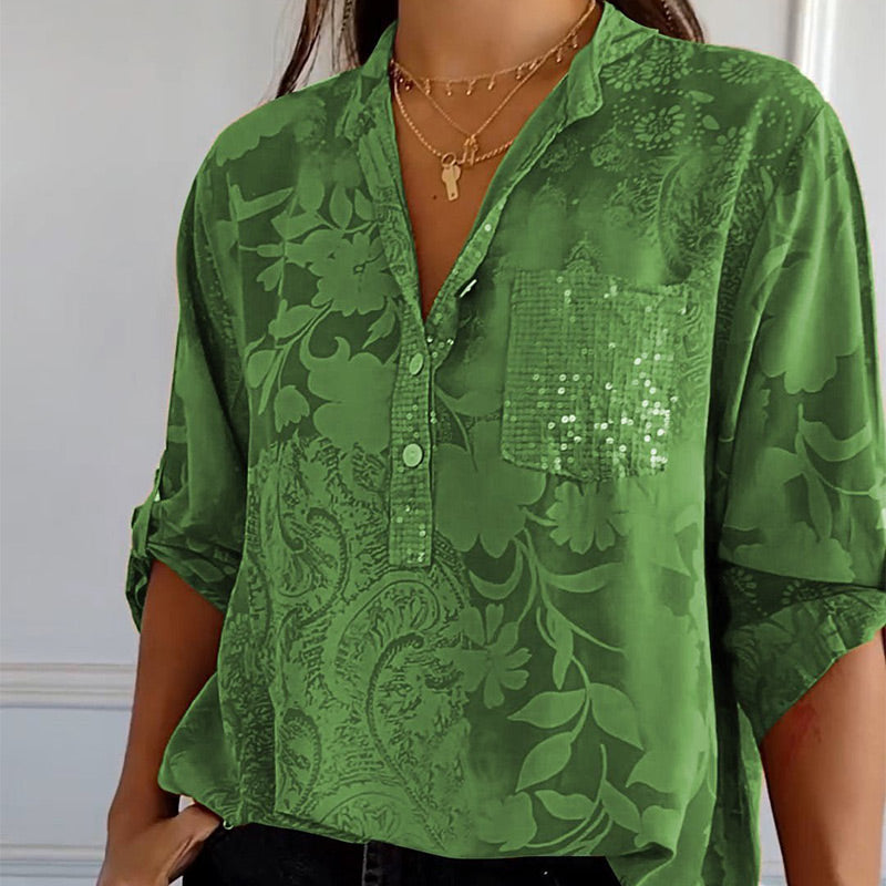 Alvena™ | Blouse Imprimée à Manches Roulables