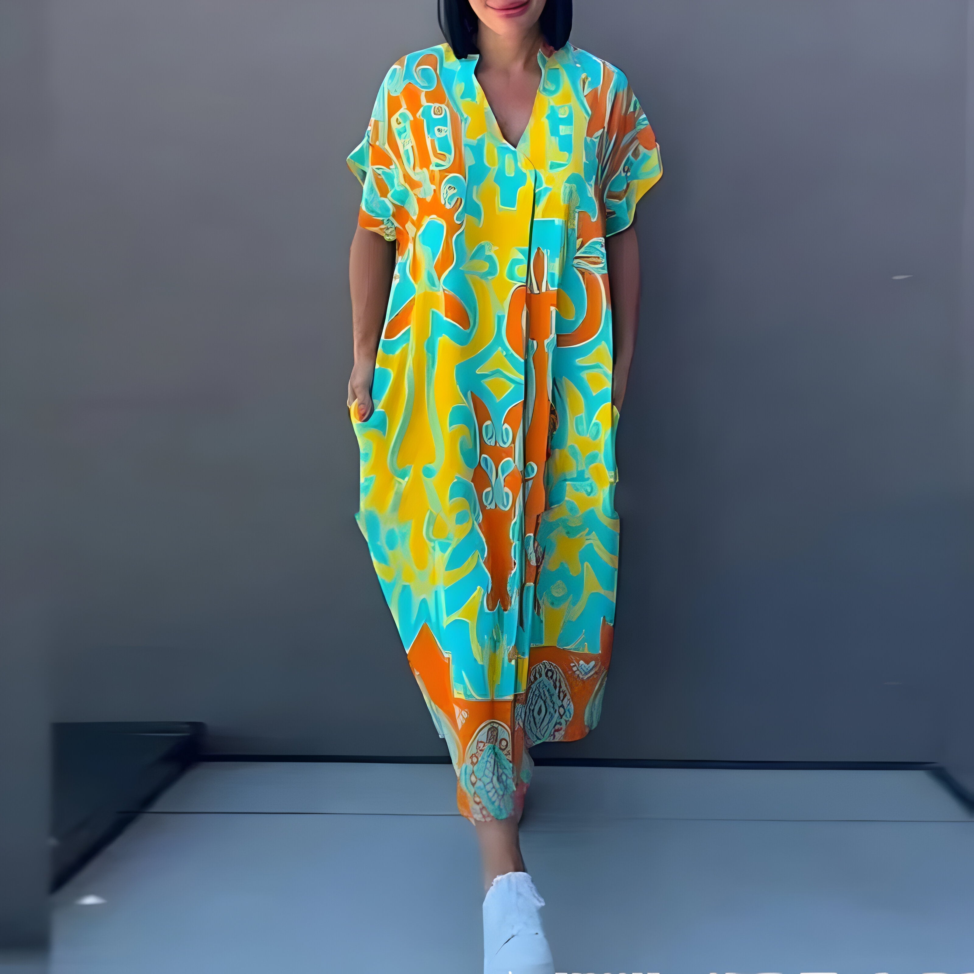 Aveline™ | Robe Maxi avec Imprimé Coloré