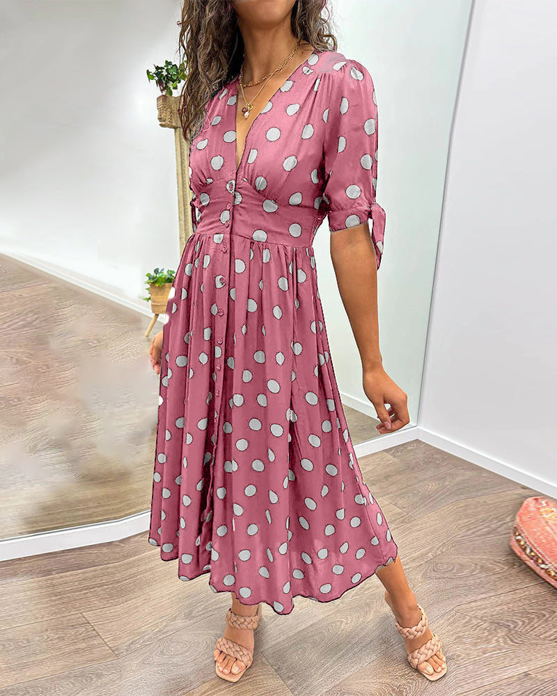 La Caroline™ | Robe Élégante à Pois