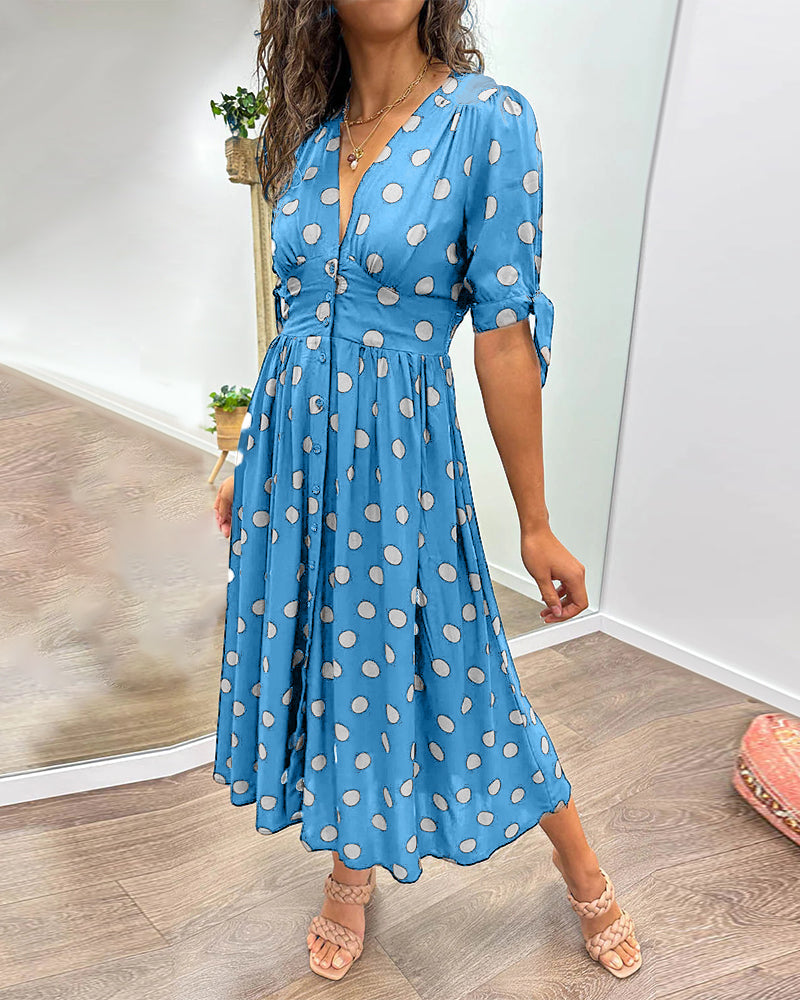 La Caroline™ | Robe Élégante à Pois