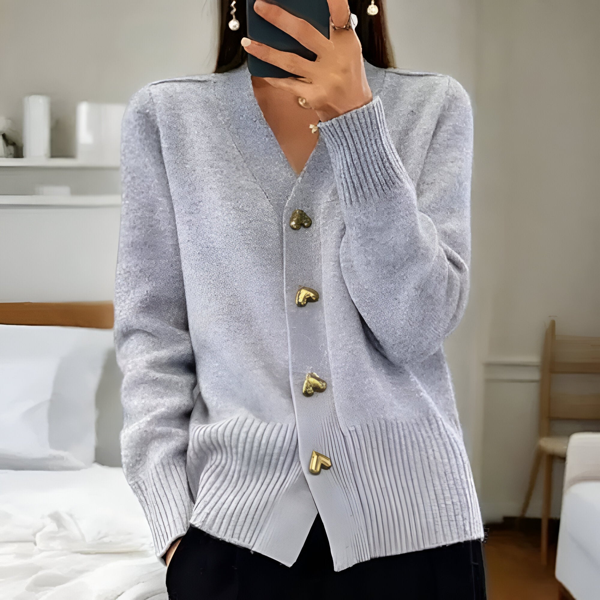 Alessia™ | Cardigan élégant avec des boutons en forme de cœur