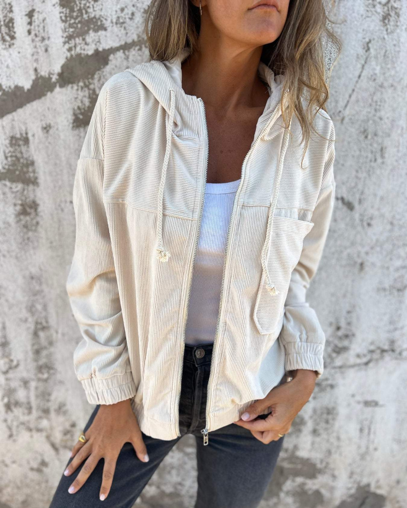 Liora™ | Veste à capuche en velours côtelé