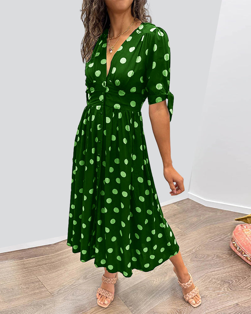 La Caroline™ | Robe Élégante à Pois