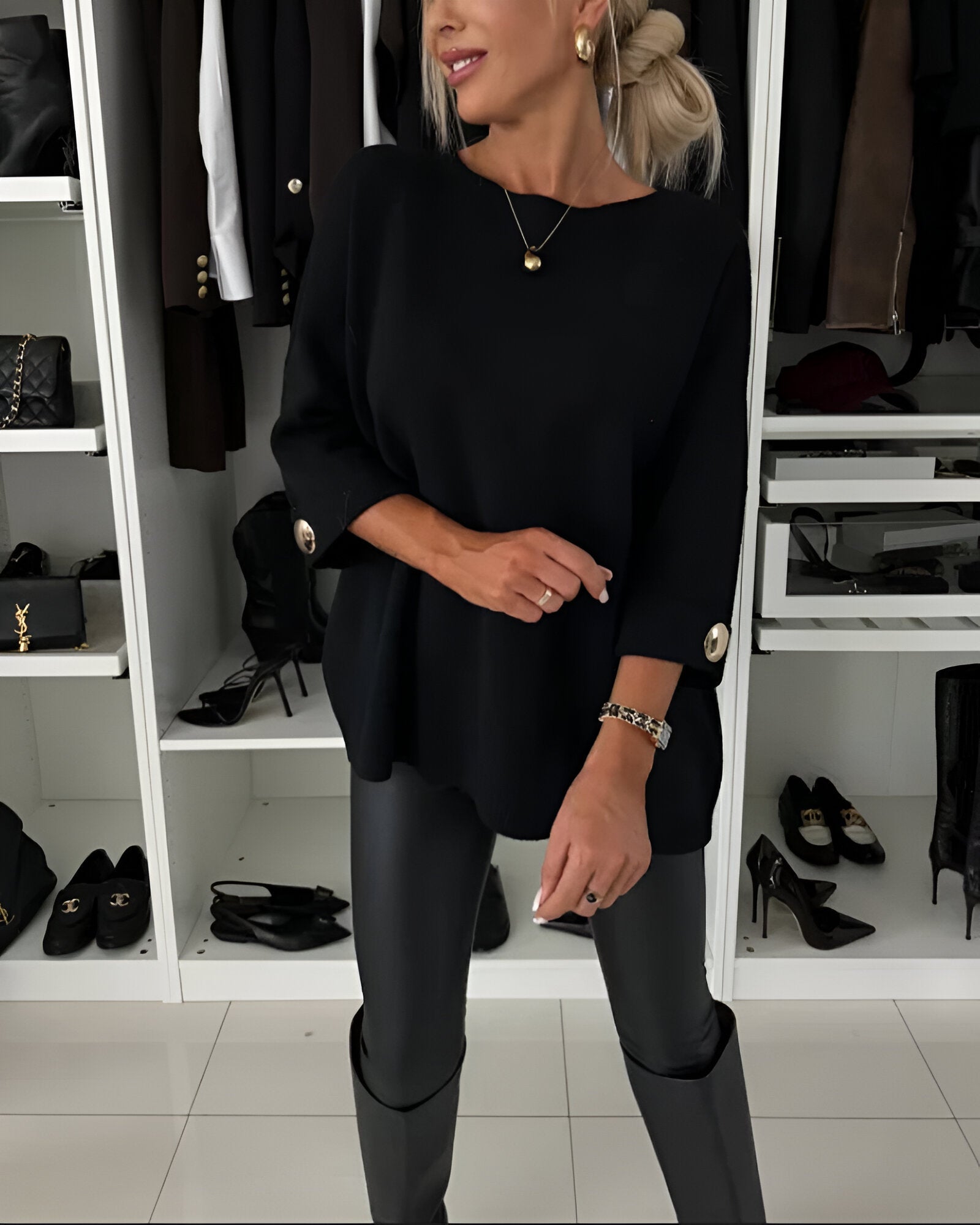 Serina™ | Pull doux à bouton