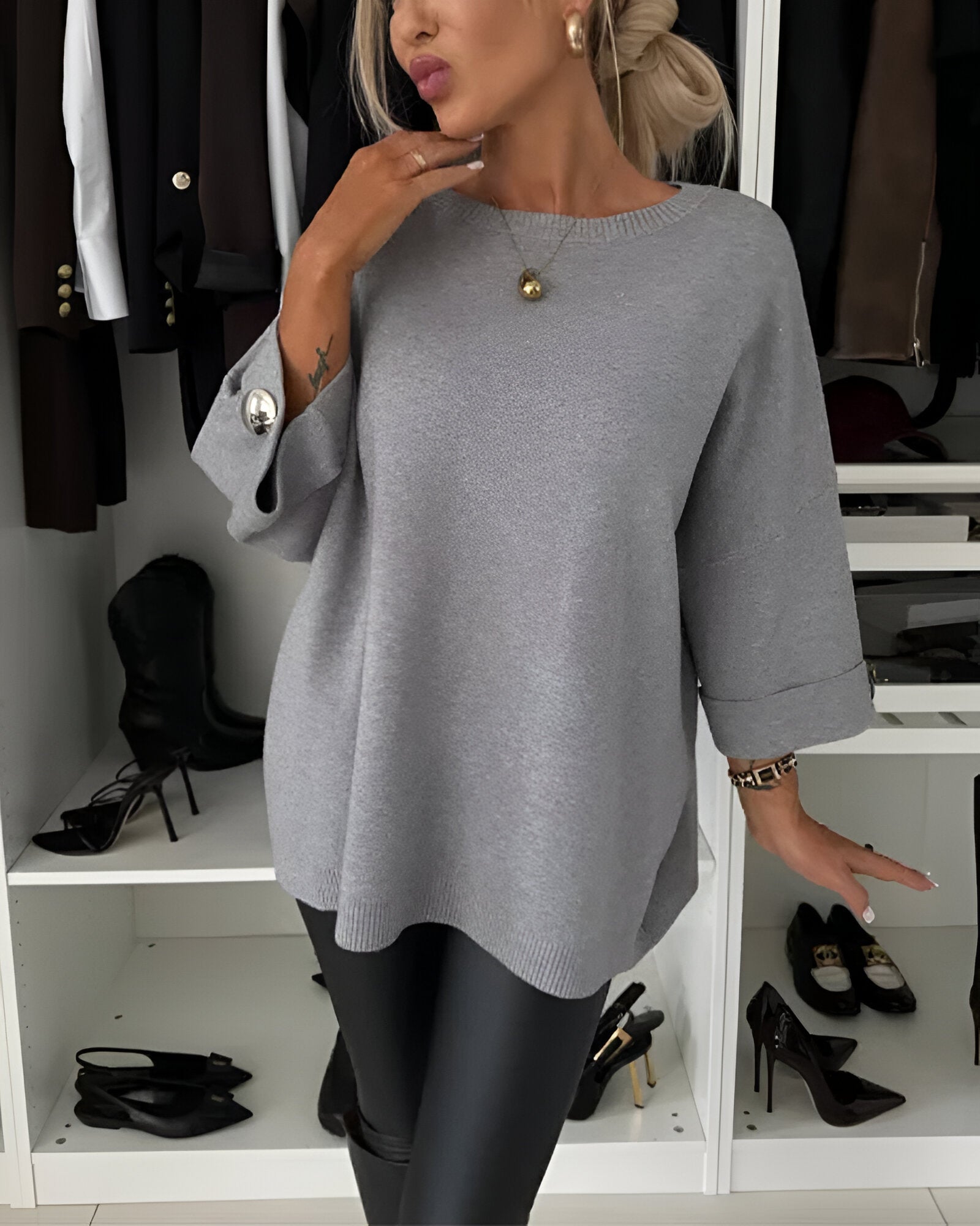 Serina™ | Pull doux à bouton