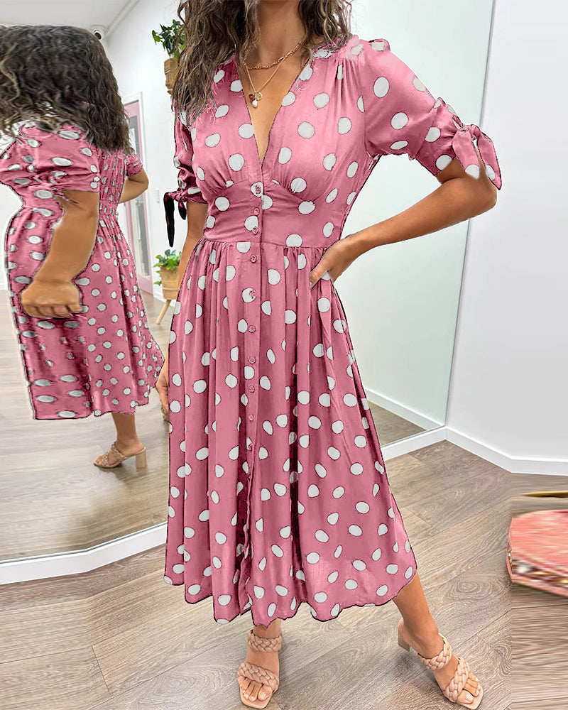 La Caroline™ | Robe Élégante à Pois
