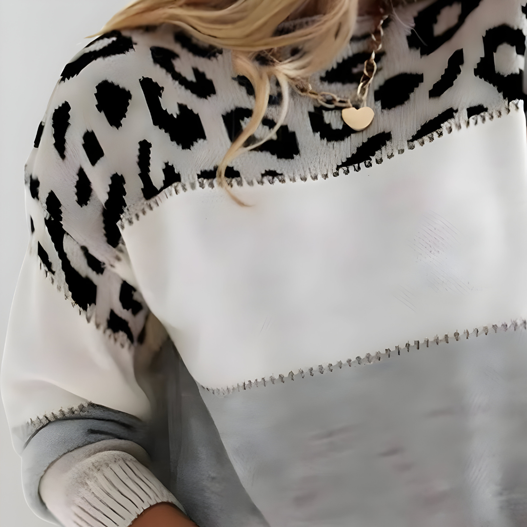 Léonie™ | Pull en tricot avec motif léopard