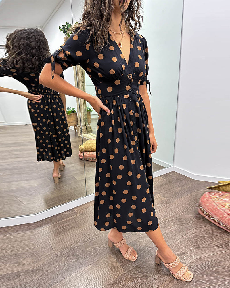 La Caroline™ | Robe Élégante à Pois