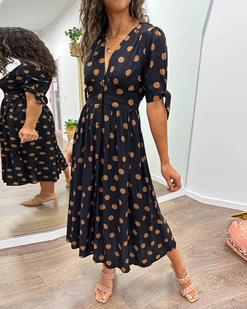 La Caroline™ | Robe Élégante à Pois