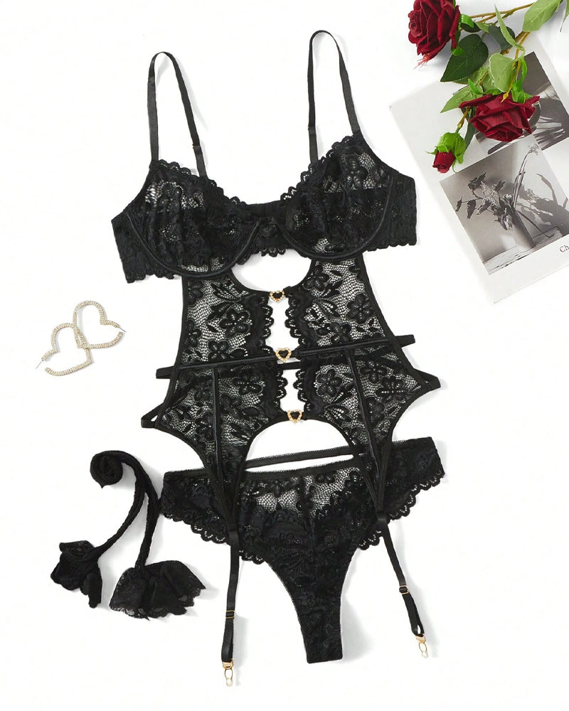 Sabrina™ | Ensemble lingerie sexy en dentelle & mesh