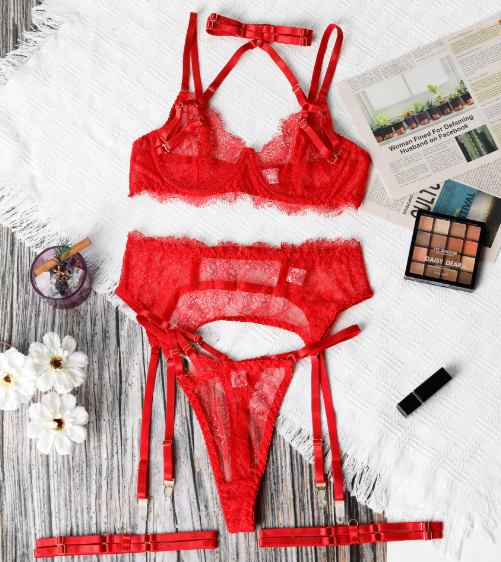 Elara™ | Ensemble de lingerie en dentelle Midnight Élégante