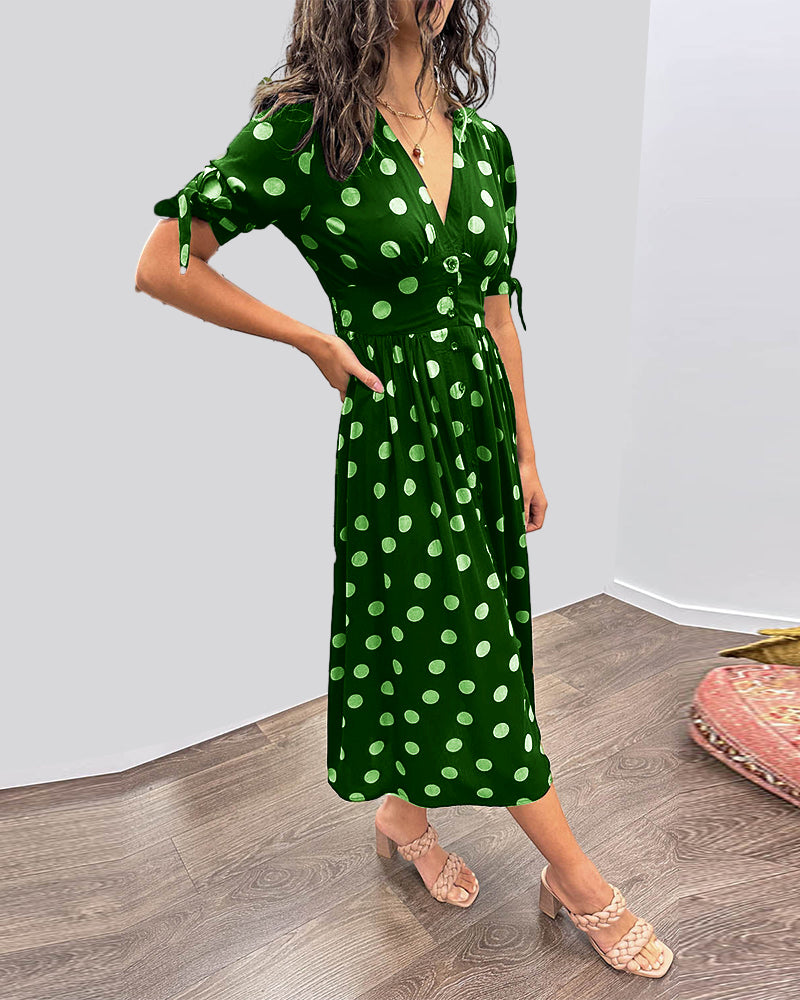 La Caroline™ | Robe Élégante à Pois