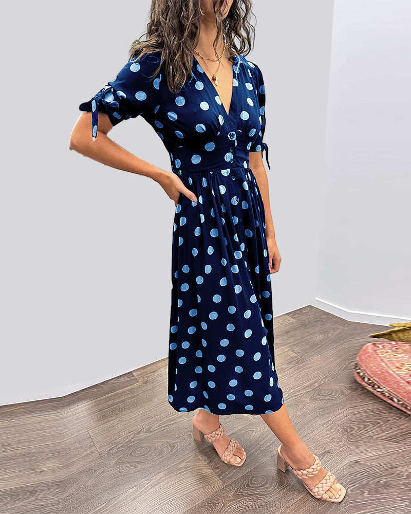 La Caroline™ | Robe Élégante à Pois