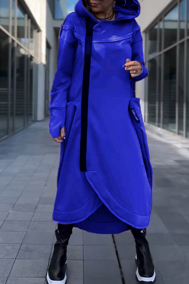 Calina™ | Robe à capuche à manches longues et ourlet asymétrique