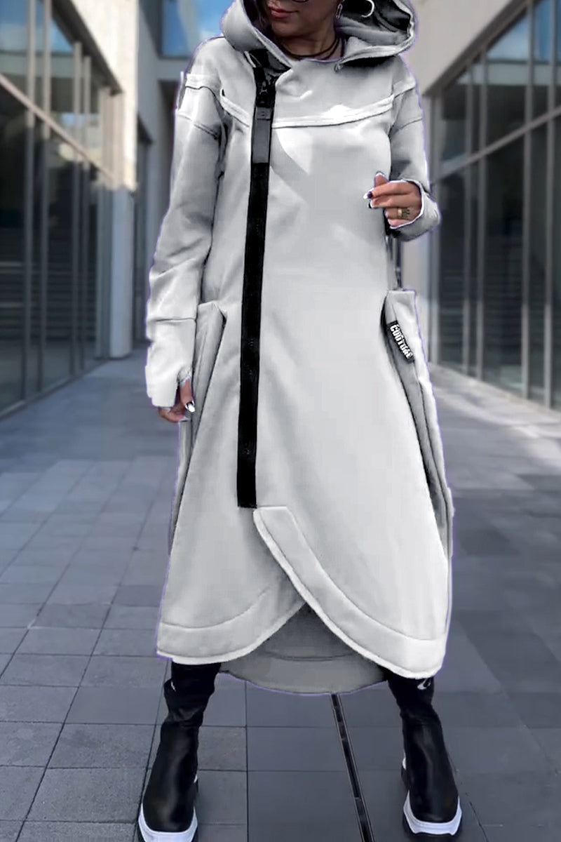 Calina™ | Robe à capuche à manches longues et ourlet asymétrique