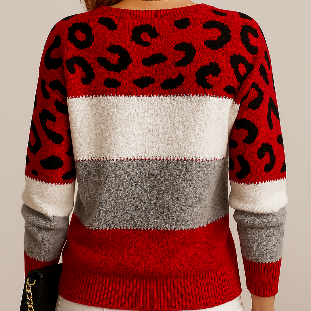 Léonie™ | Pull en tricot avec motif léopard