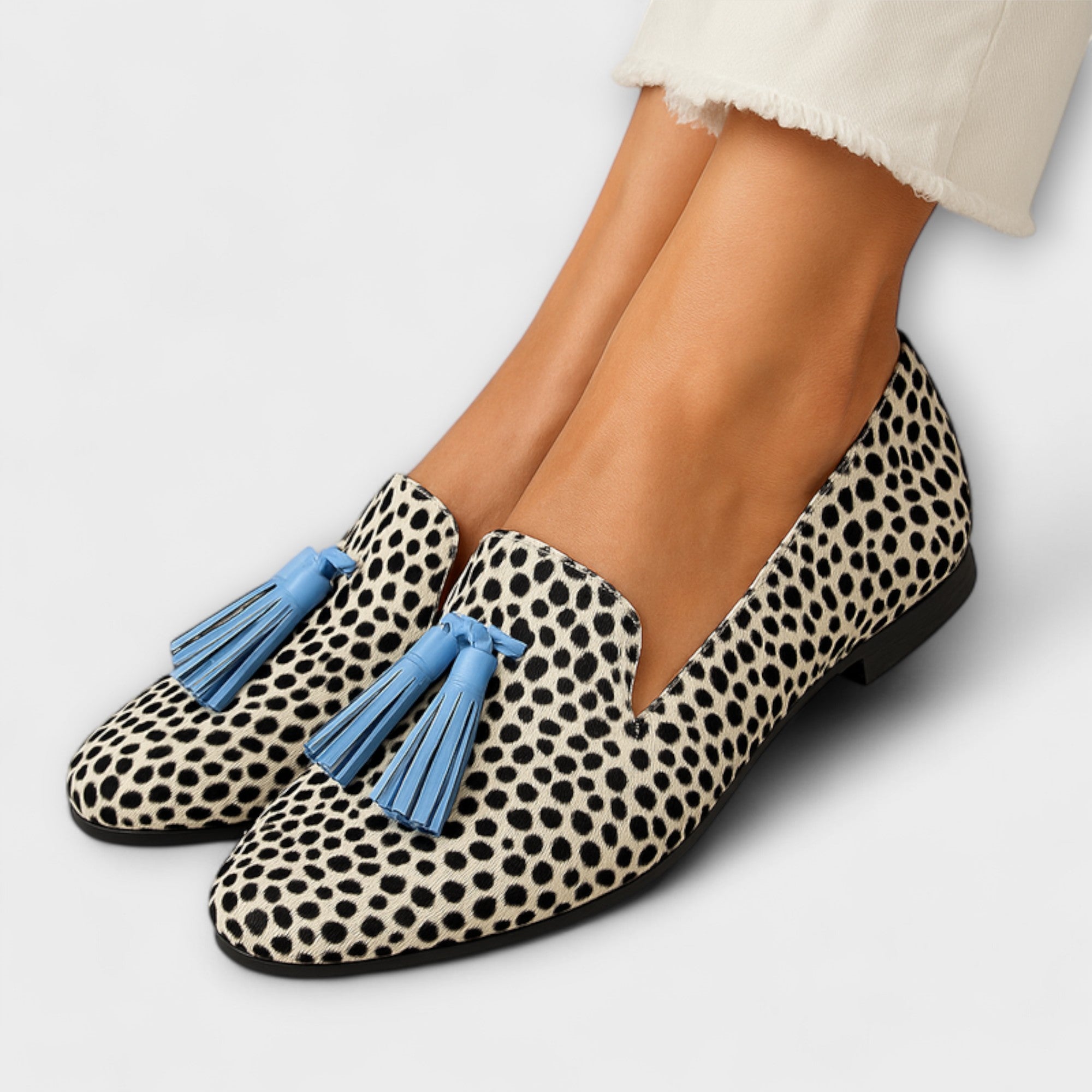 Elvina™ | Mocassins avec Franges et Motif à Pois
