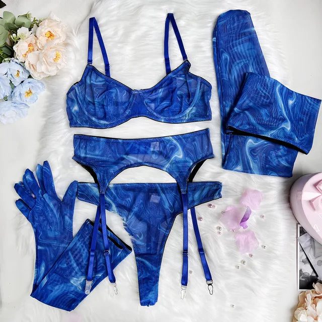 Livia™ | Ensemble de lingerie tie-dye complet en 5 pièces