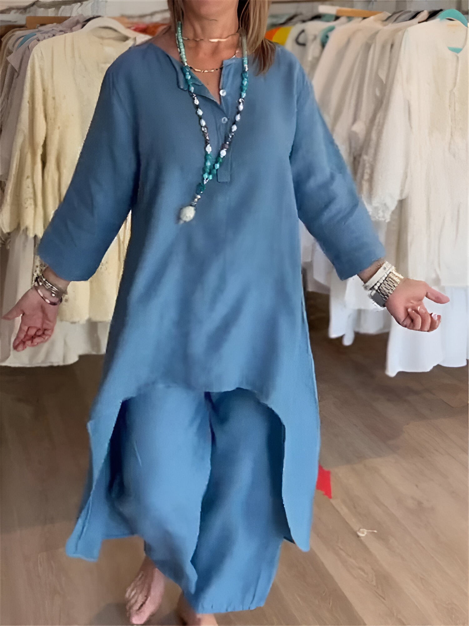 Elavira™ | Ensemble d'été en mélange de coton léger