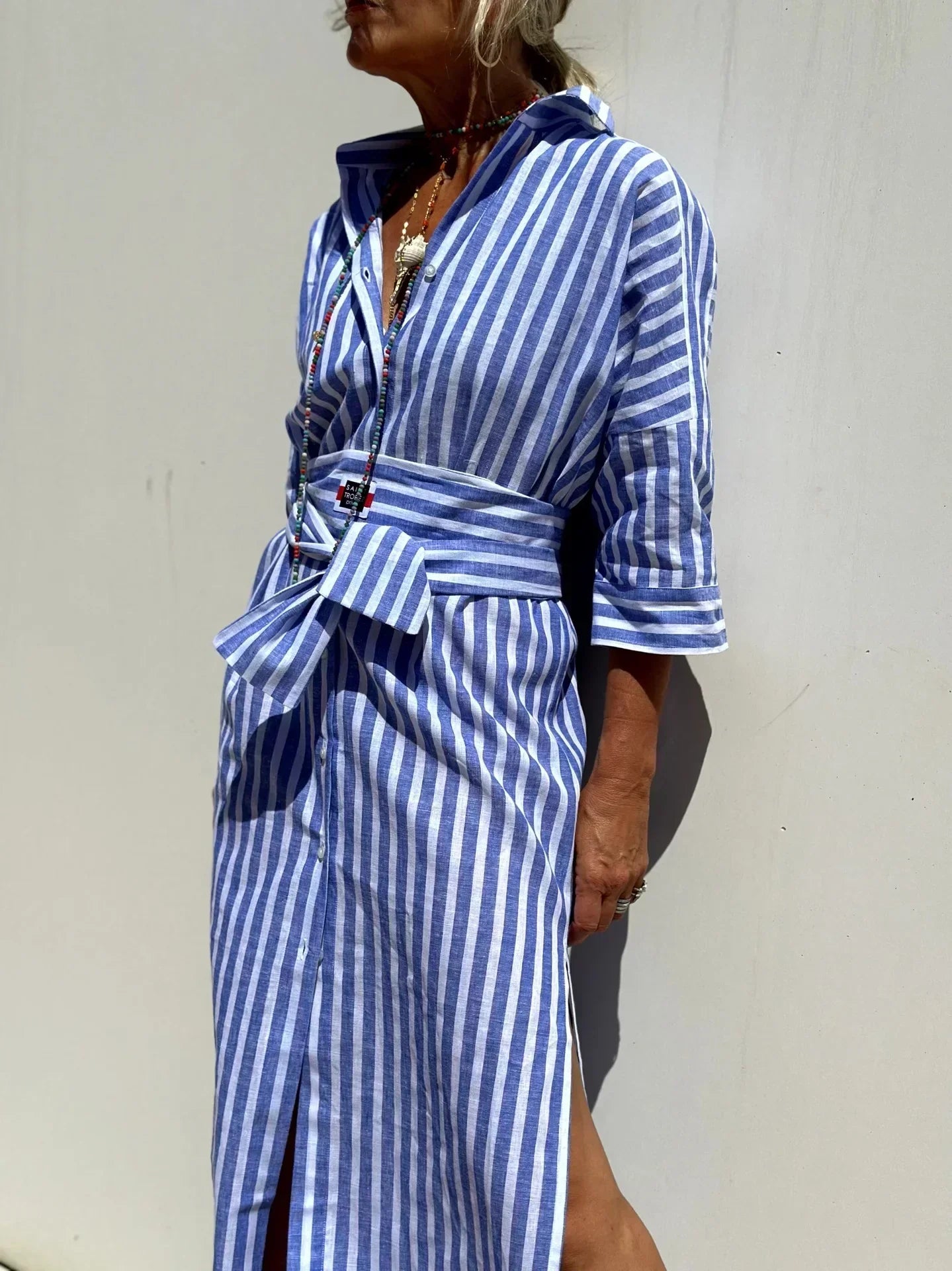 Camille™ | Élégante Robe Chemise à Rayures