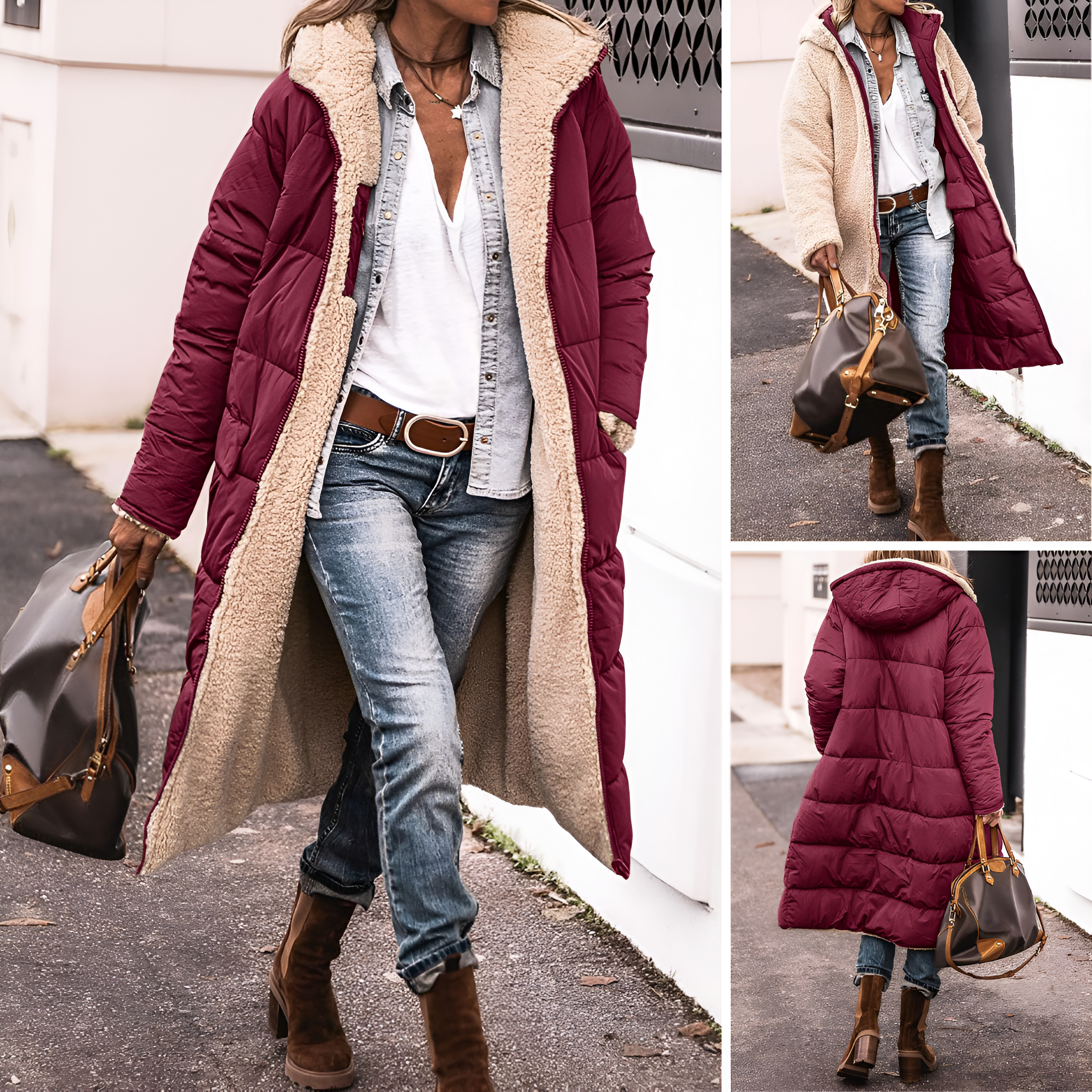 Solina™ | Manteau d’Hiver Réversible – Côté Teddy & Matelassé