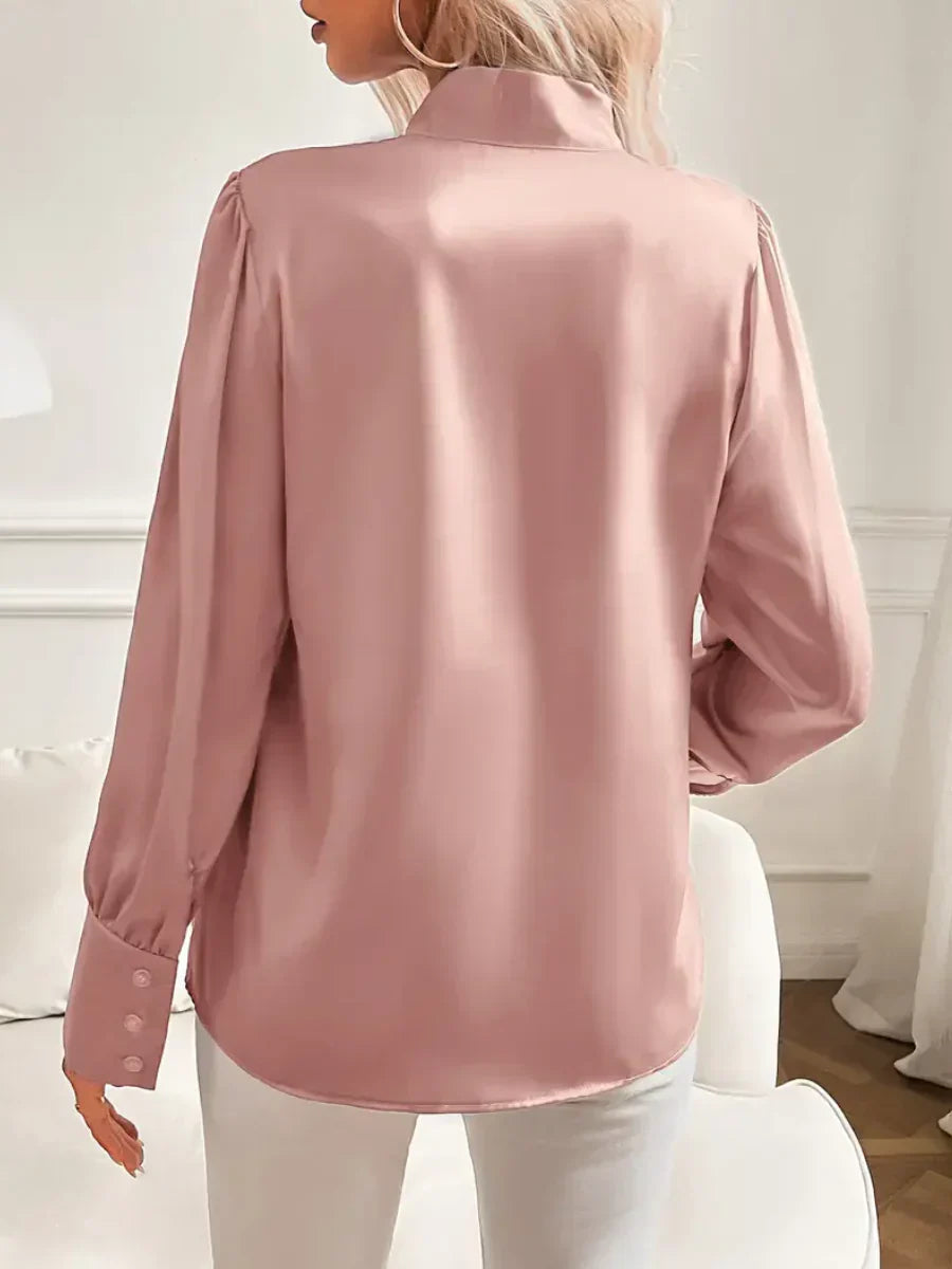 Marivelle™ | Blouse Satinée avec Détail Nœud de Luxe