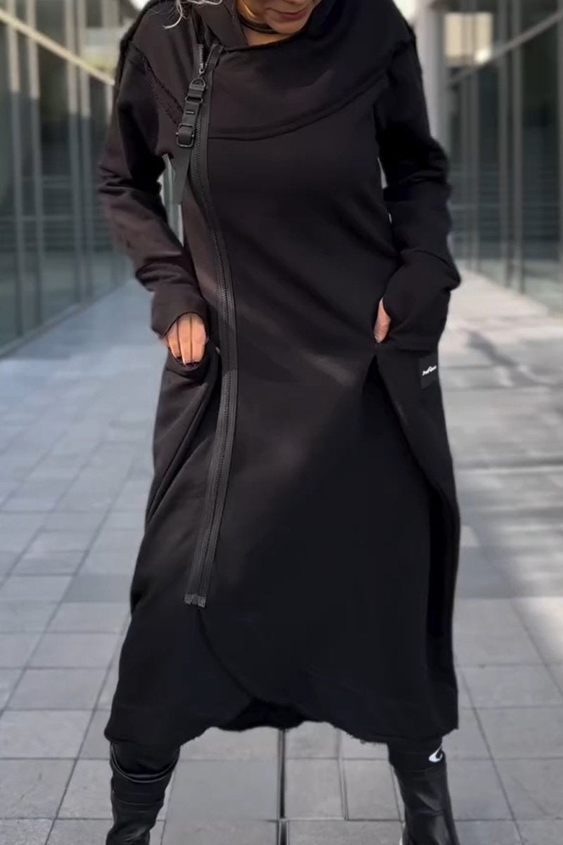 Calina™ | Robe à capuche à manches longues et ourlet asymétrique
